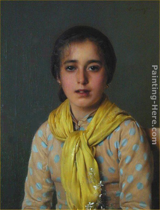 Girl with Yellow Shawl painting - Vittorio Matteo Corcos Girl with Yellow Shawl art painting